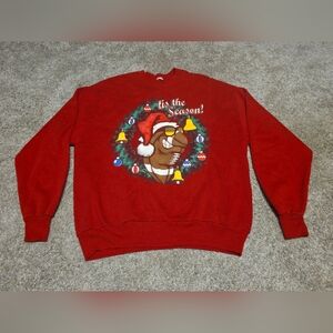 Vintage 80s Tis The Season Football Xmas Christmas 1980s Sweatshirt NFL Jerzees